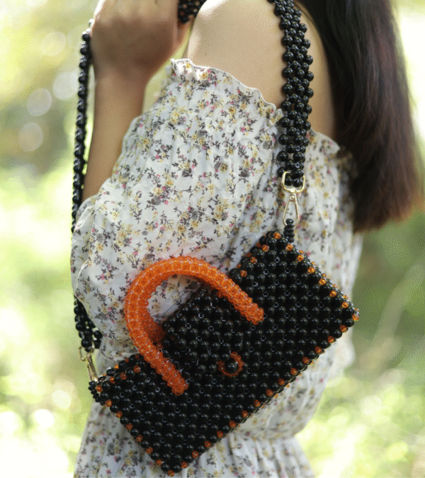 Midnight Ember Beaded Box Bag